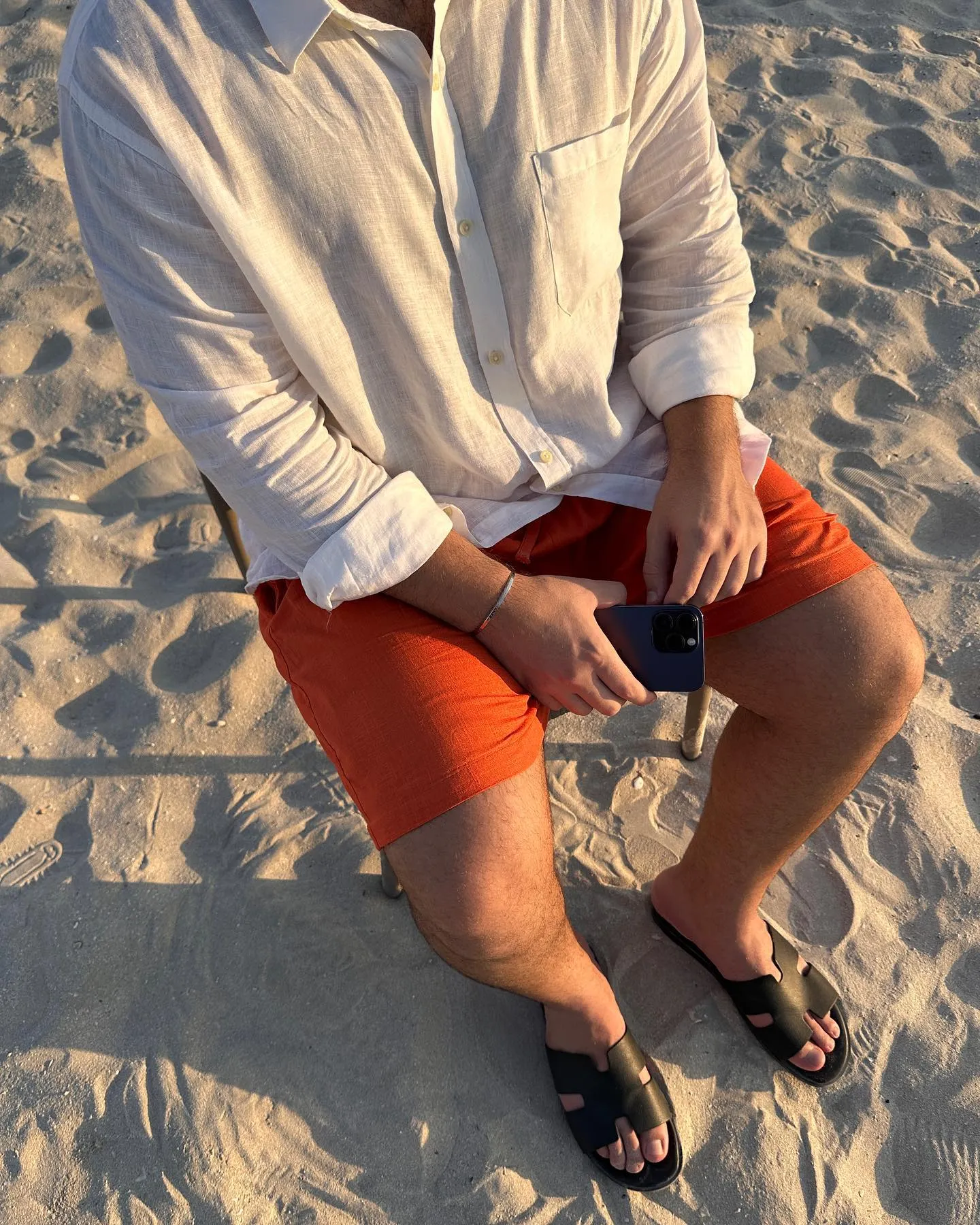 100% Linen Summer shirt cream grey custom