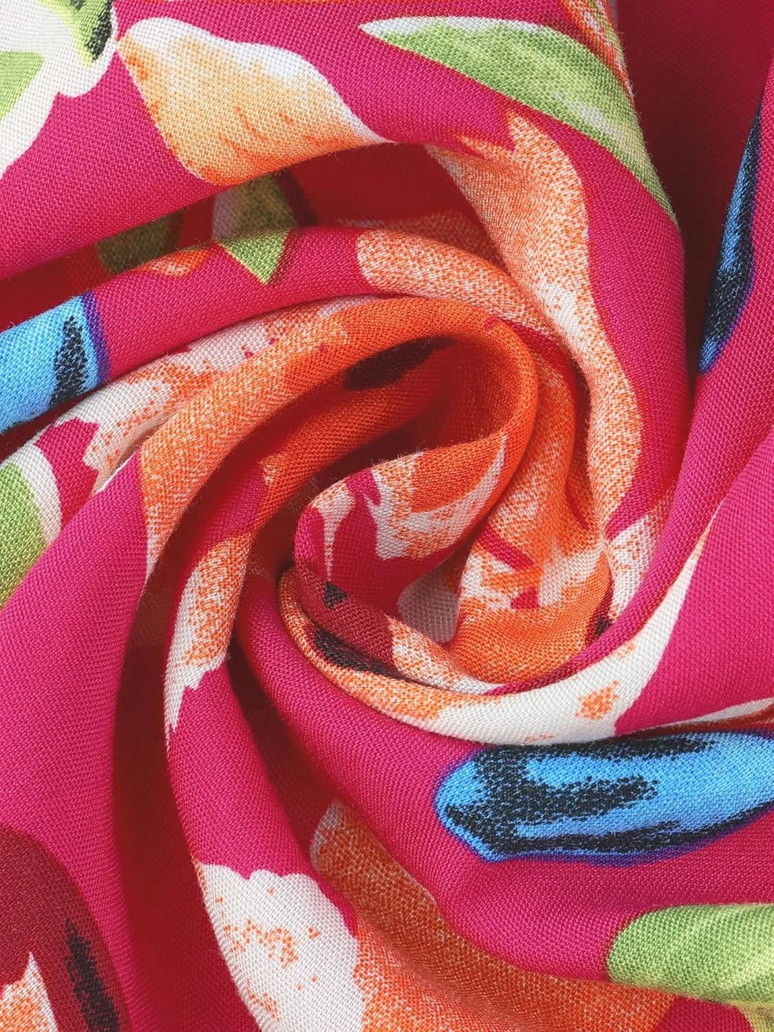 Allegra K Women's Tropical Floral Print Ruffle Self Tie Knot Split Beach Hawaiian Wrap Skirt