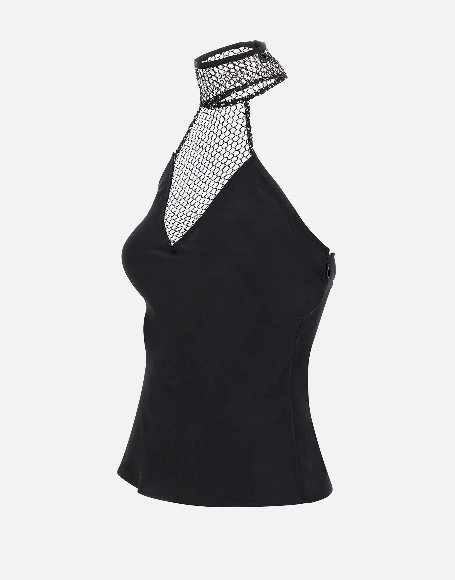 Black Halterneck Chiffon Sequin Top