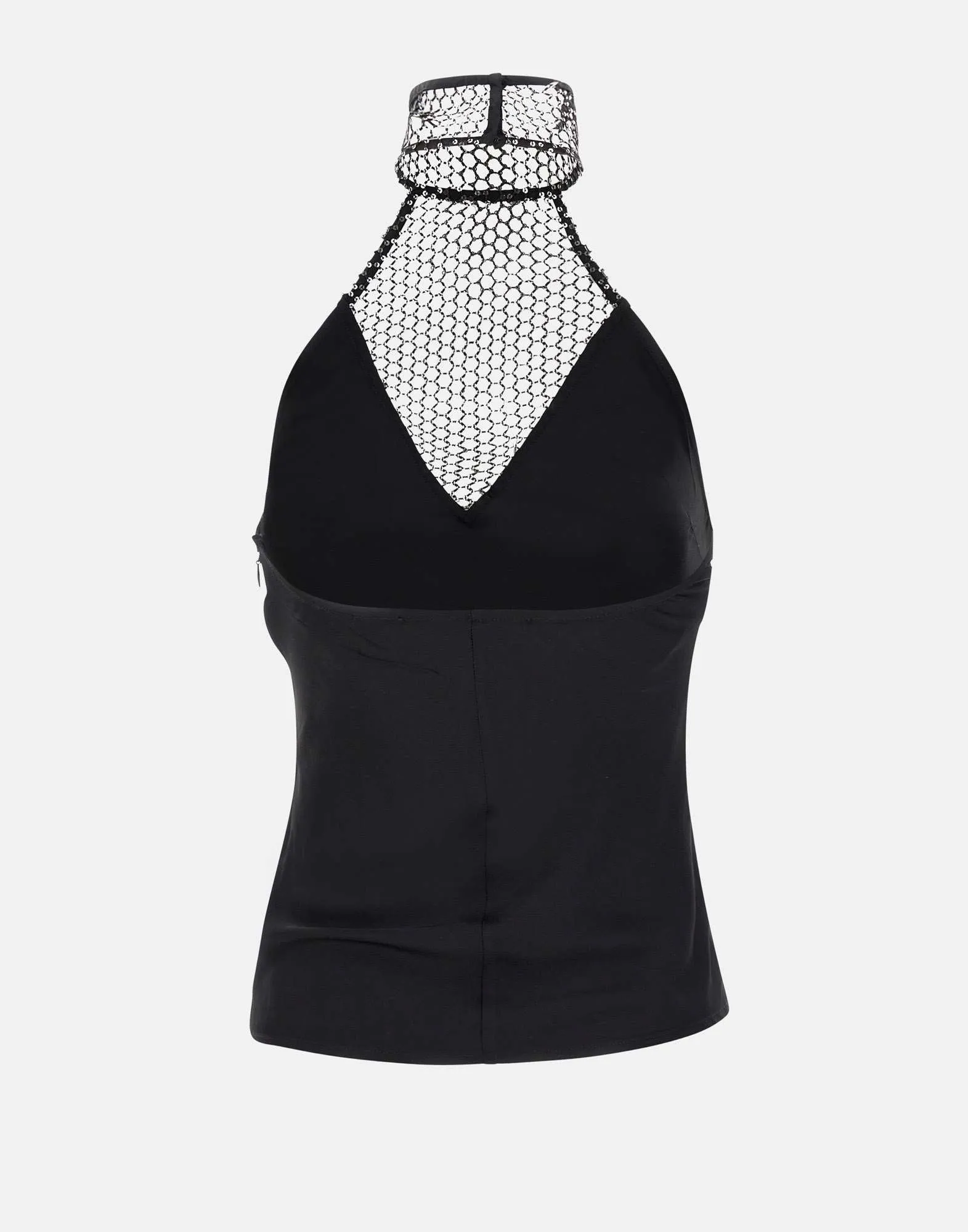 Black Halterneck Chiffon Sequin Top