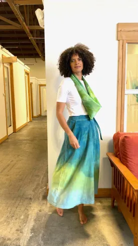 Carina Skirt in Green Cotton Double Gauze with Pockets