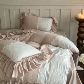 Celeste Soft Lace Embroidered Ruffle Bedding Set / Pink