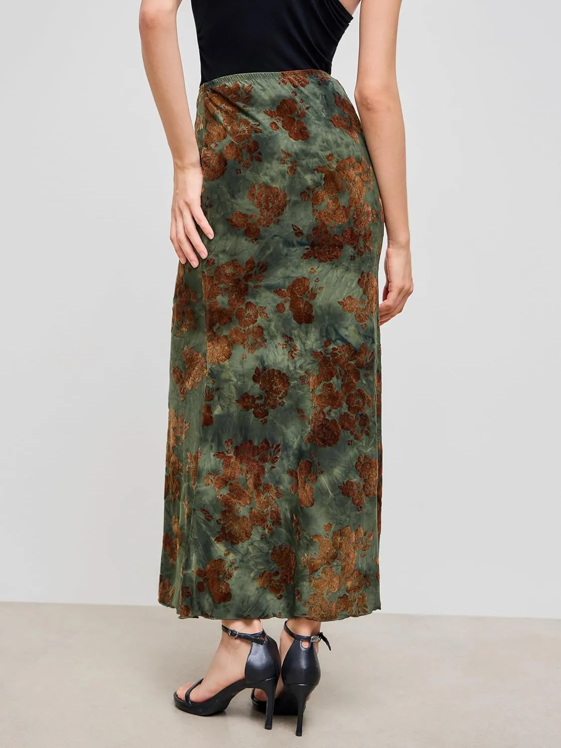 CIDER Skirt Maxi Skirt for Women Floral Print Ruched Bodycon Fishtail Long Skirt Mid Waist Long Skirt Boho