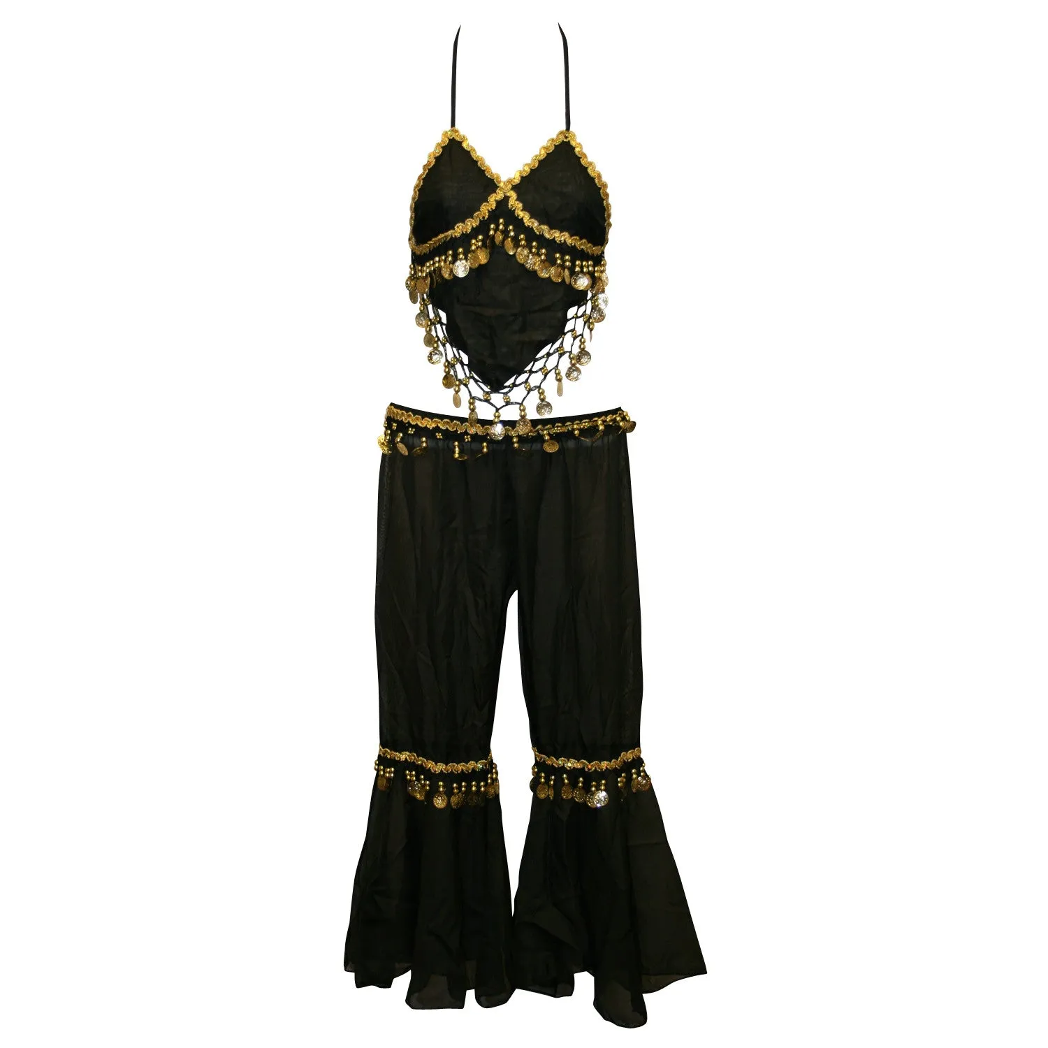 Copy of Kids Professional Belly Dance Genie Costume with Gold Sequin and Coins