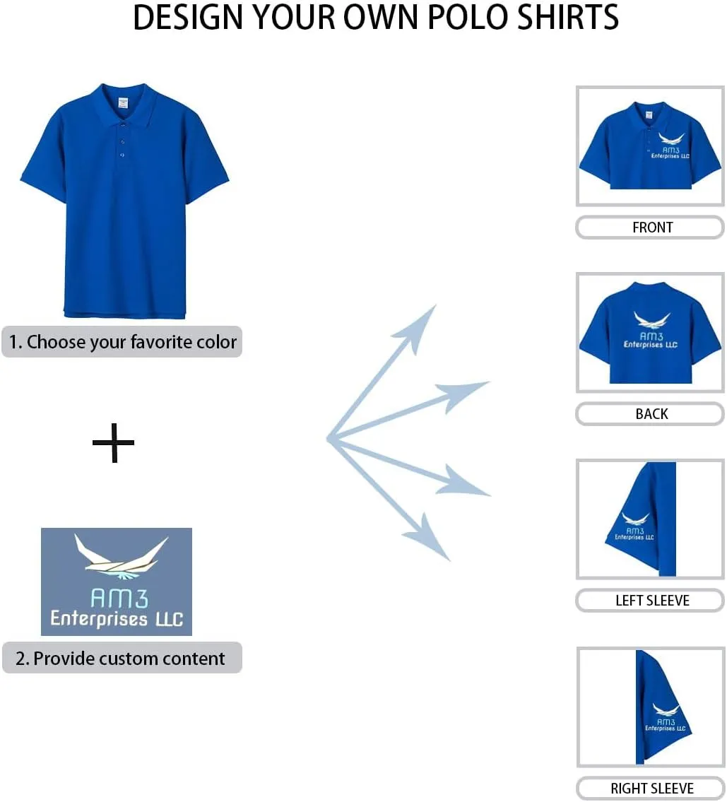 Custom Polo Shirts Design Your Own Personalized Golf Shirt with Logo/Text/Image for Men/Women