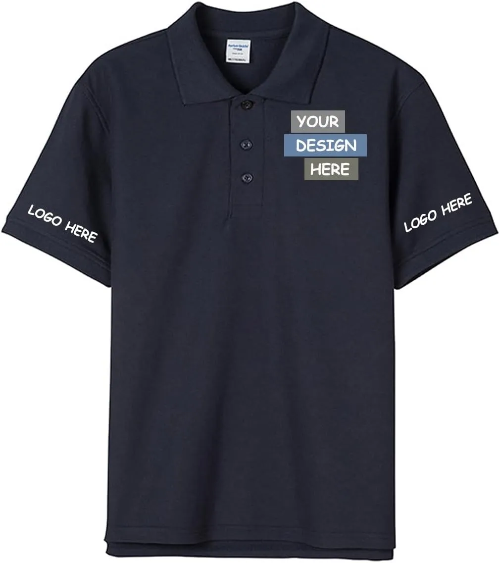 Custom Polo Shirts Design Your Own Personalized Golf Shirt with Logo/Text/Image for Men/Women