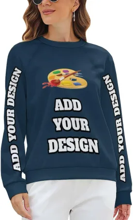 Custom Women's Long Sleeve Sweatshirt Design Your Own T Shirt Personalized Crewneck Sweatshirts With Text Photo Logo