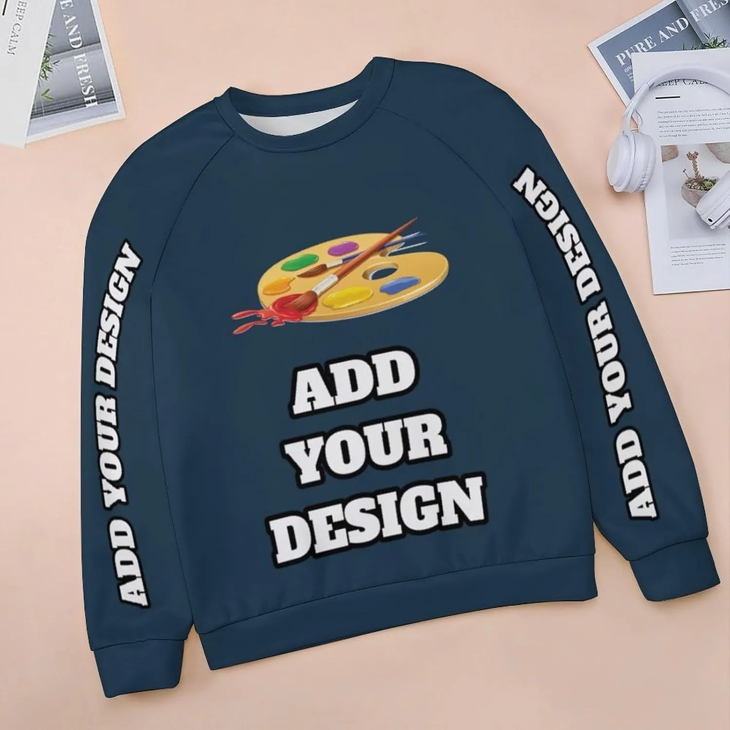 Custom Women's Long Sleeve Sweatshirt Design Your Own T Shirt Personalized Crewneck Sweatshirts With Text Photo Logo