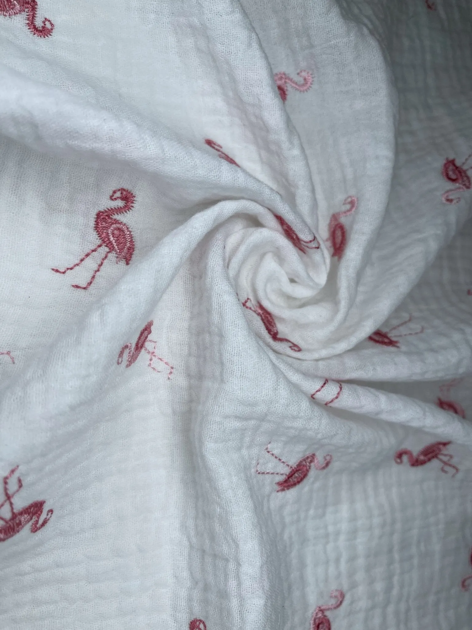 Double layered gauze muslin fabric with embroidery