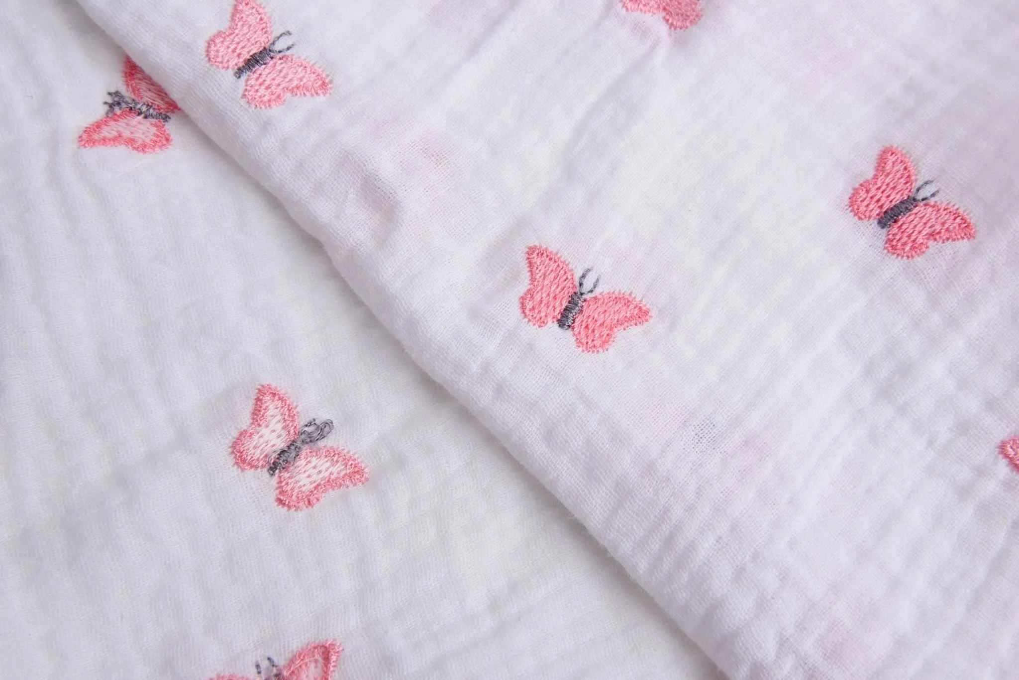 Double layered gauze muslin fabric with embroidery