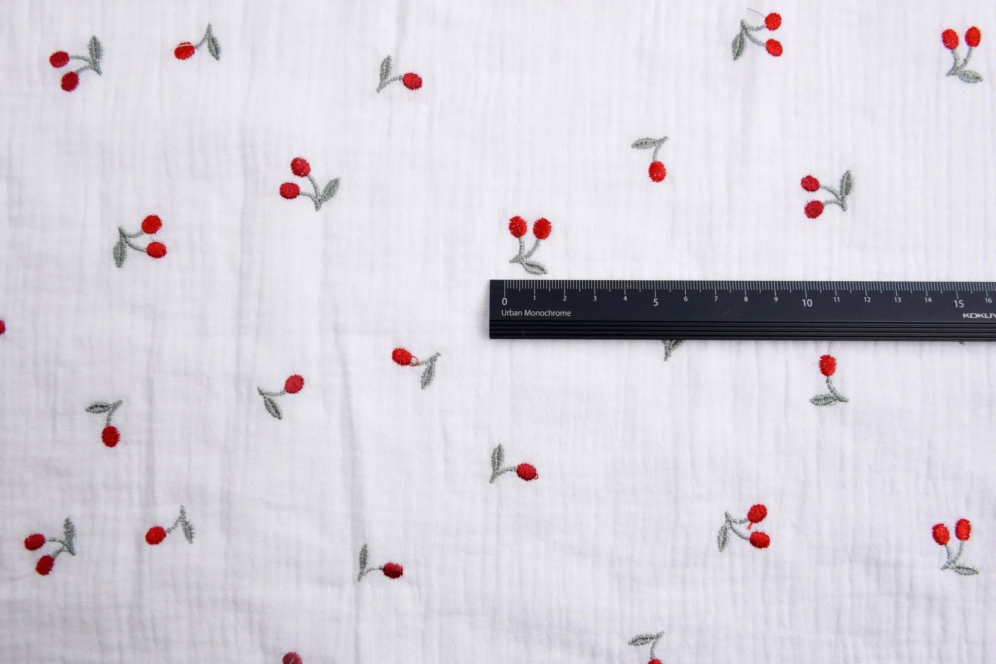 Double layered gauze muslin fabric with embroidery