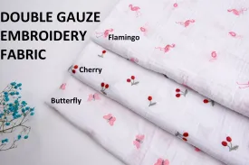 Double layered gauze muslin fabric with embroidery