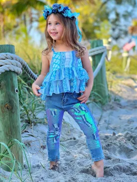 Easy Breezy Tropical Sequin Jeans Set