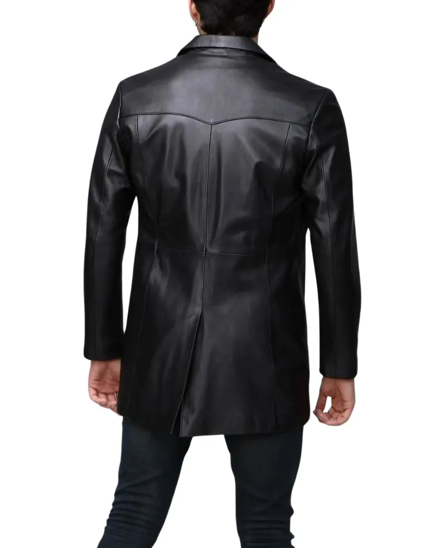 Espiritu Black Leather Coat