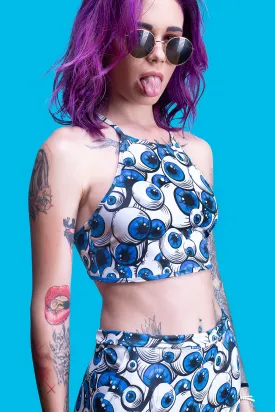 Eyeballz Blue Crop Top