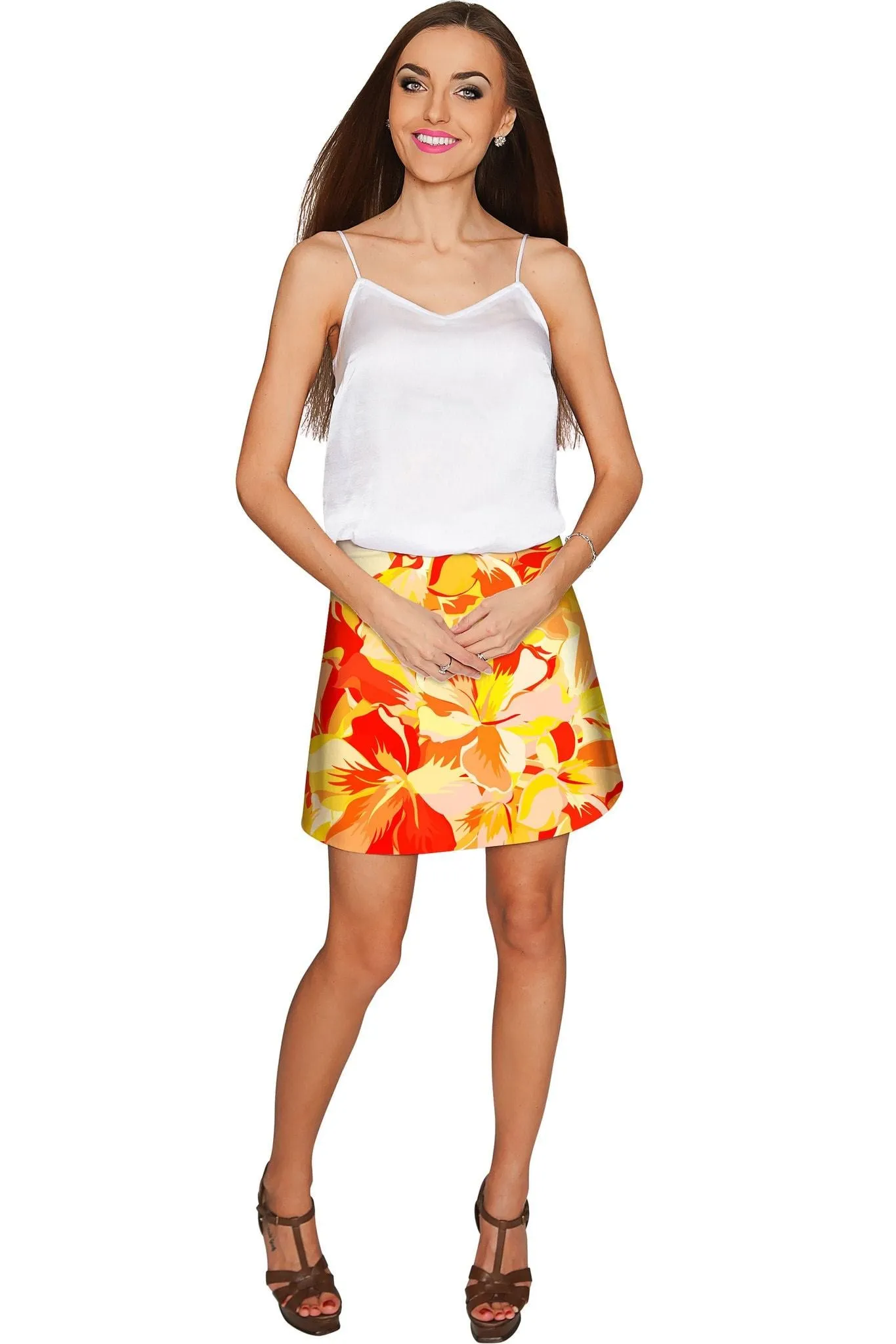 Flaming Hibiscus Aria A-Line Skirt - Women