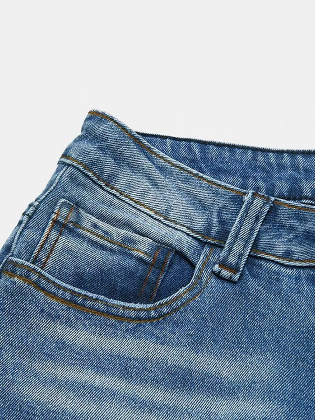 Flamingals High Waist Straight Leg Jeans Bootcut Raw Roll Hem Wash Butt Lifting Jeans