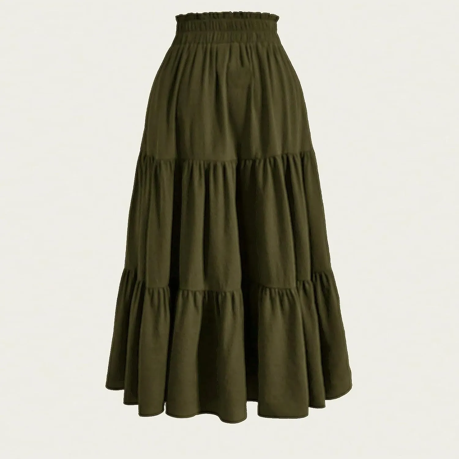 Floral Maxi Skirt for Women Flowy High Waisted Drawstring Ruffle Hem Skort Summer Trendy A-Line Vacation Beach Skirt