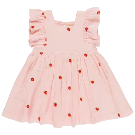 Girls Dress | Elsie- Strawberries | Pink Chicken