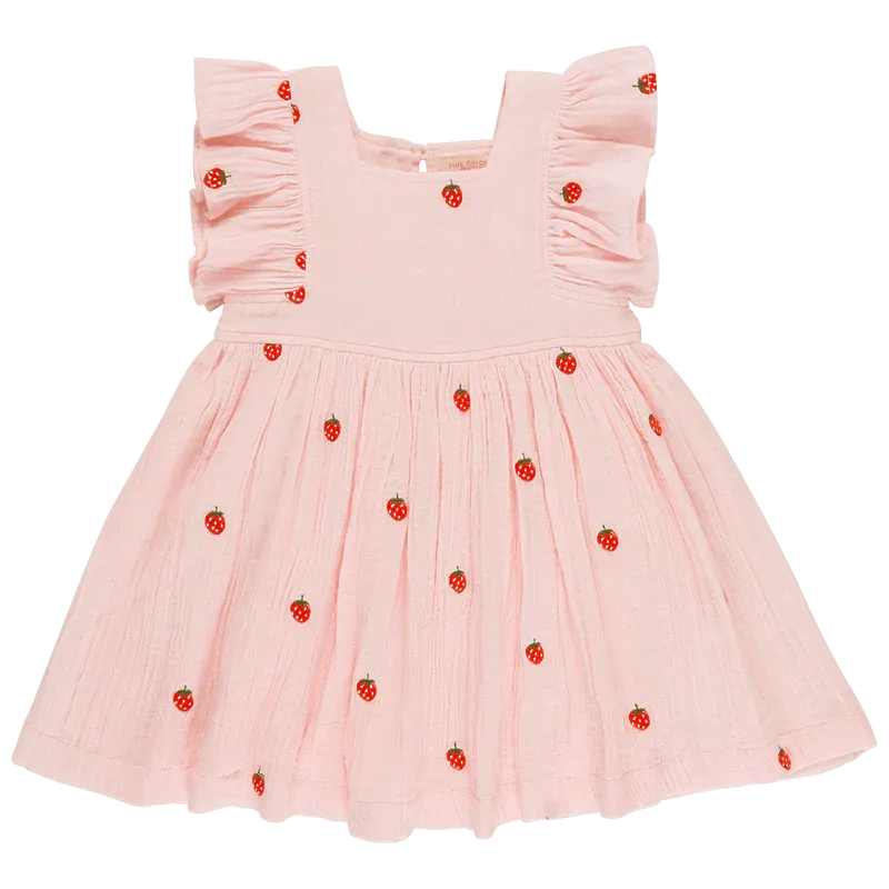 Girls Dress | Elsie- Strawberries | Pink Chicken