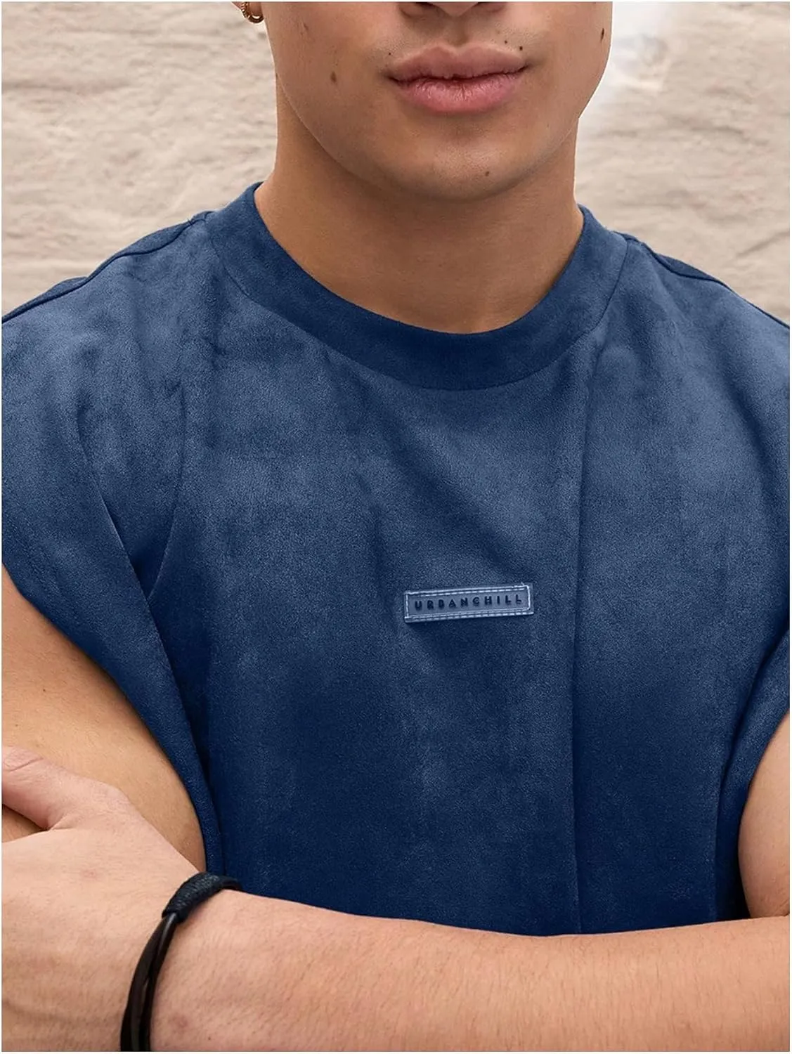 GORGLITTER Men's Dolman Sleeve Crop Vest Top Crewneck Loose Pullover Tank Tops
