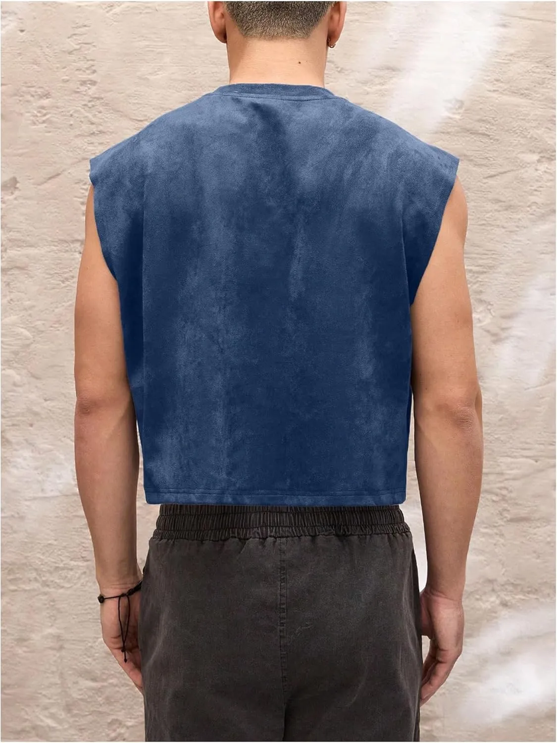 GORGLITTER Men's Dolman Sleeve Crop Vest Top Crewneck Loose Pullover Tank Tops