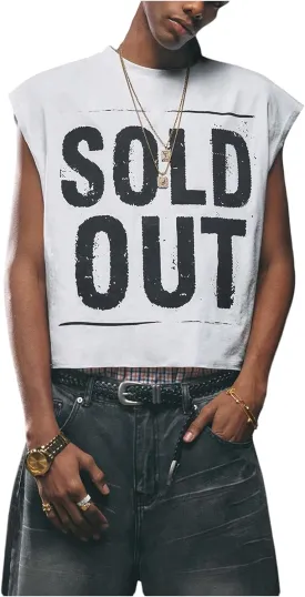 GORGLITTER Men's Dolman Sleeve Crop Vest Top Crewneck Loose Pullover Tank Tops