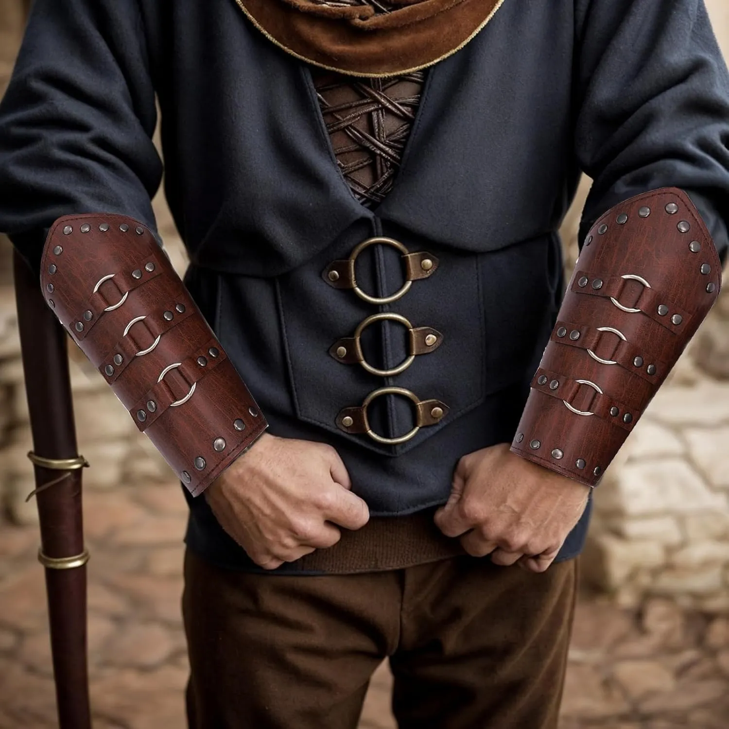 Invincible Cosplay Medieval Viking Leather arm Protector with Belt Buckle - Perfect Gloves for Archery arm Guard, arm Cuff