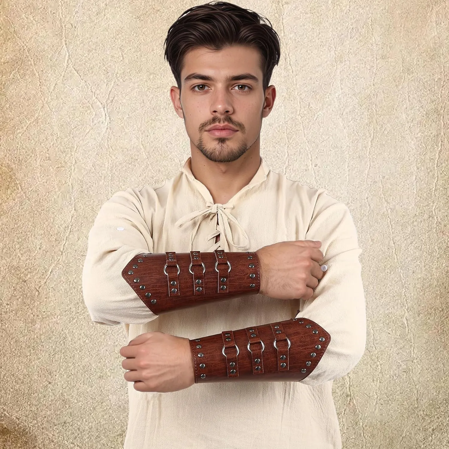 Invincible Cosplay Medieval Viking Leather arm Protector with Belt Buckle - Perfect Gloves for Archery arm Guard, arm Cuff