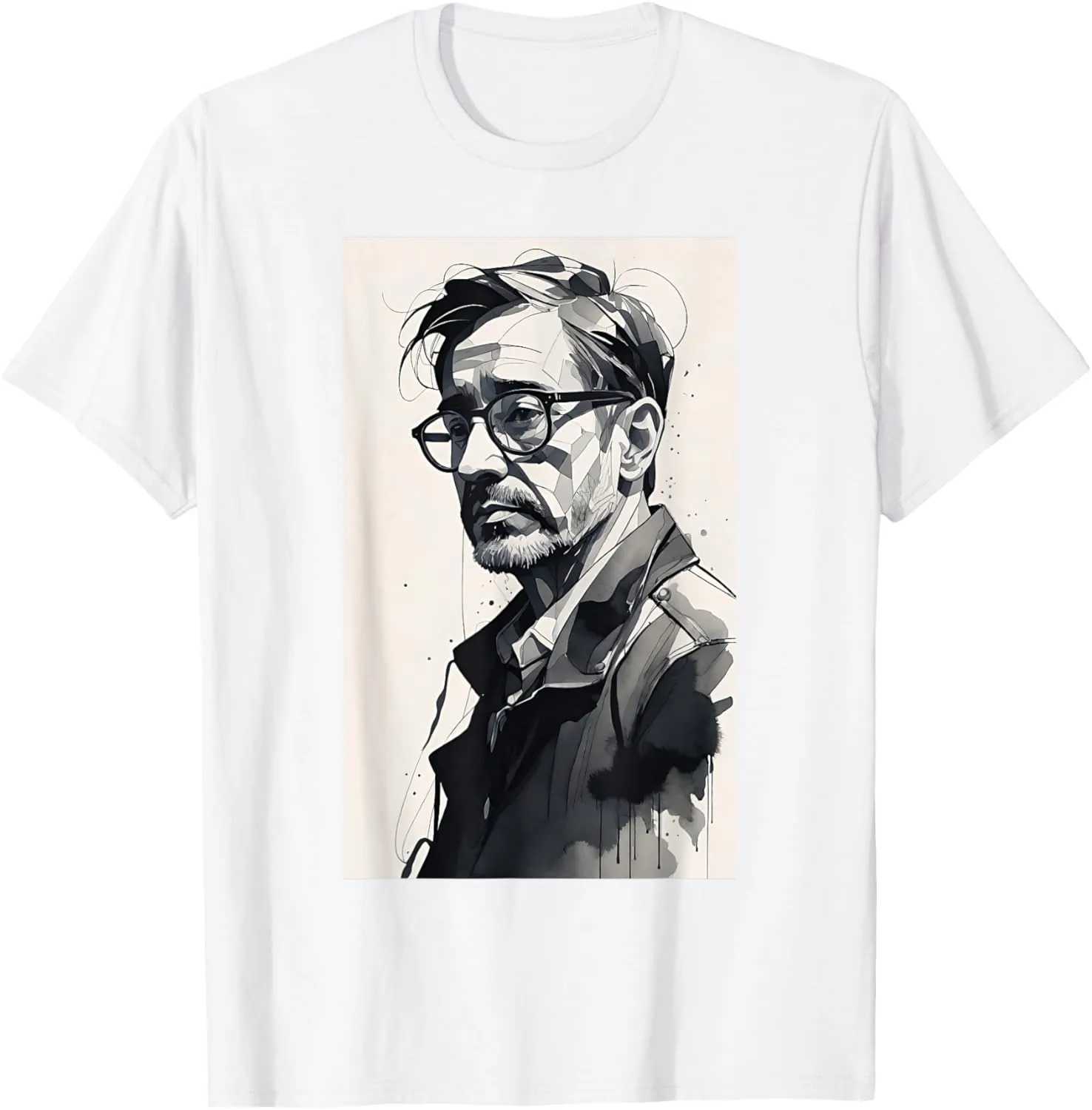 Man with Glasses Portrait Design Minimalist Graphic T-Shirt