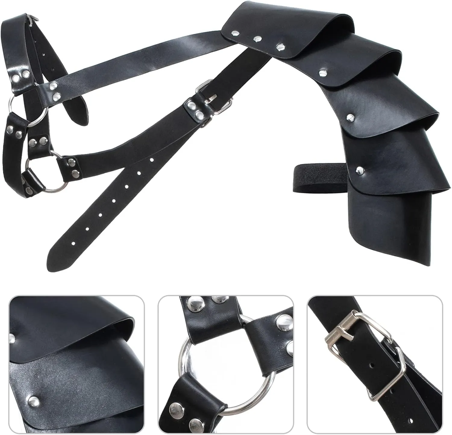 Medieval Knight PU Leather Corset Belt Shawl Men Renaissance Half Shoulder Cape Scarf Buckle Bracers Retro Accessories