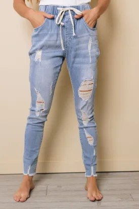 Nathan Drawstring Ripped Jeans