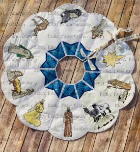 Nativity Set Christmas Tree Skirt In The Hoop 8x12