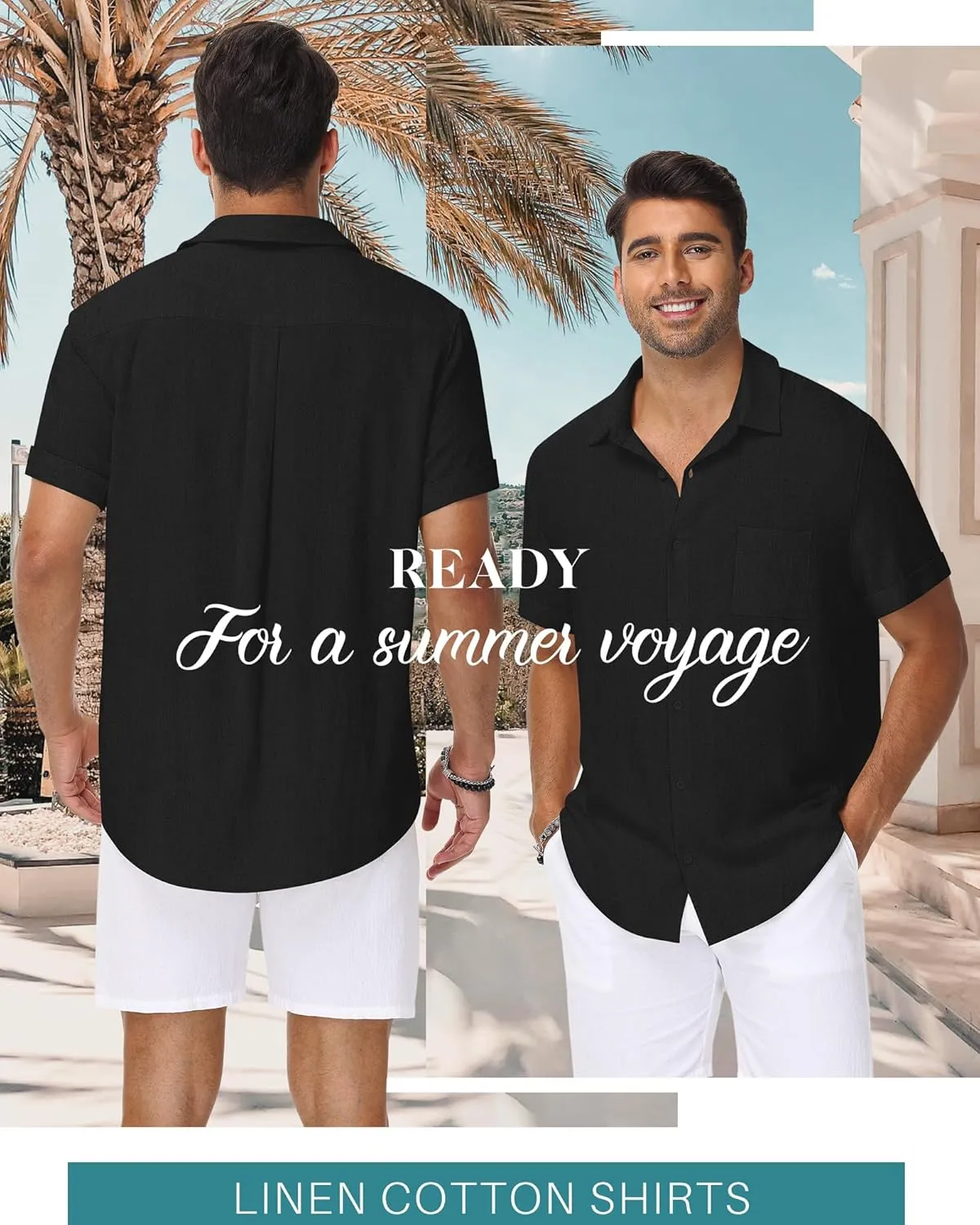 Neer Men's Big and Tall Cotton Linen Shirts M-7XL Short Sleeve Casual Button Down Blouses with Pocket Summer Beach Tops