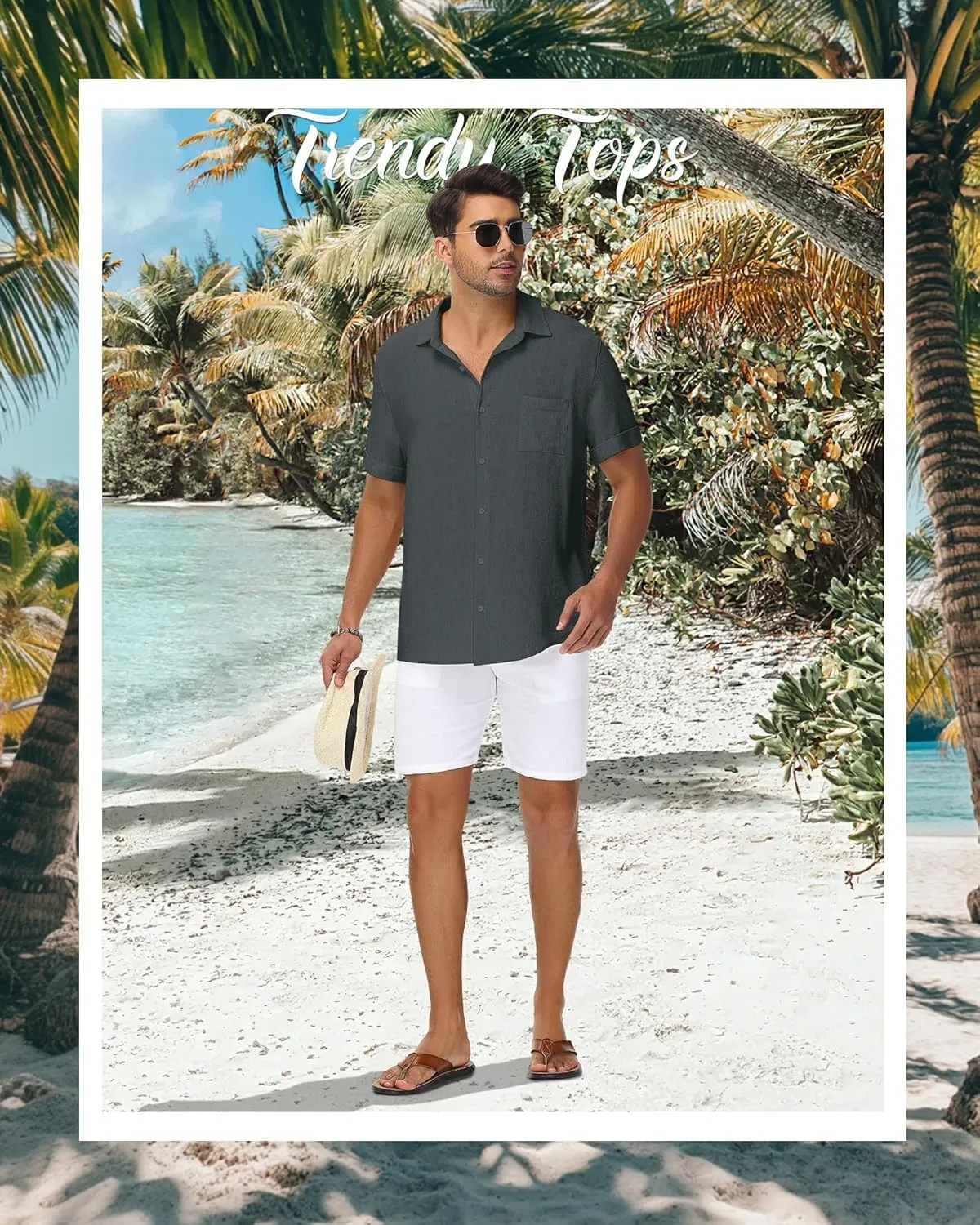 Neer Men's Big and Tall Cotton Linen Shirts M-7XL Short Sleeve Casual Button Down Blouses with Pocket Summer Beach Tops