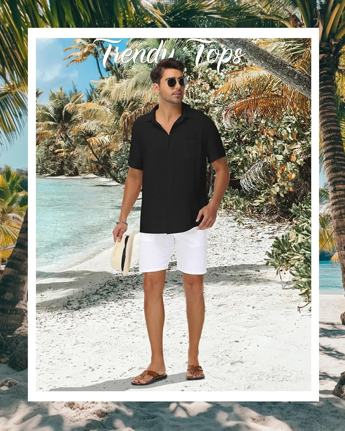 Neer Men's Big and Tall Cotton Linen Shirts M-7XL Short Sleeve Casual Button Down Blouses with Pocket Summer Beach Tops