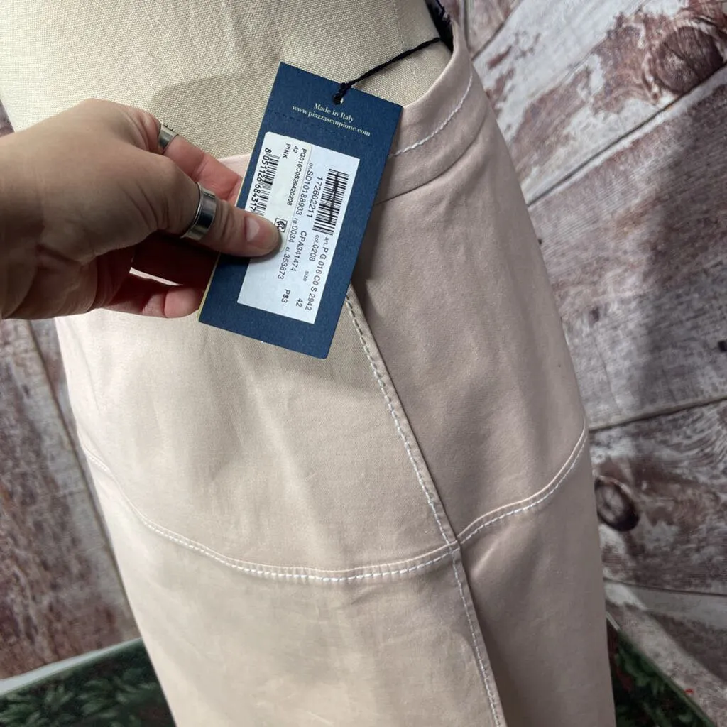 PIAZZA SEMPIONE PINK WHITE SEAM SKIRT SIZE 42/MEDIUM NWT D2C