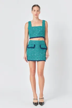 Premium Sequin Tweed Mini Skirt