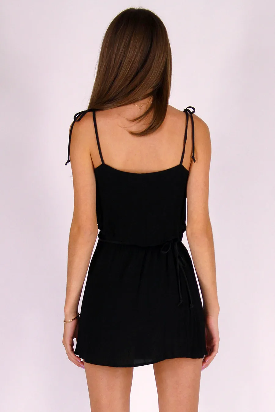 Ribbon Cami Top and Wrap Skirt - Black Scrunchy