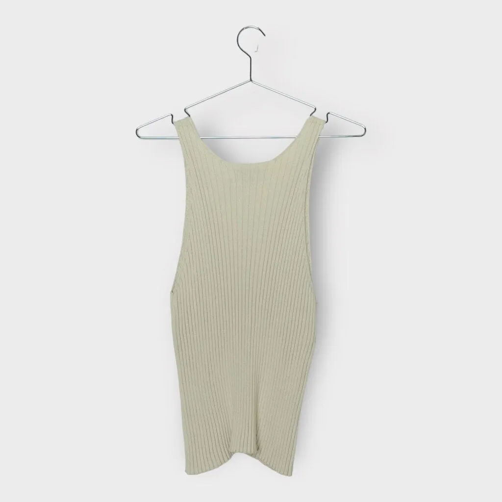 Shaina Mote Cream Ribbed Knitted Tank