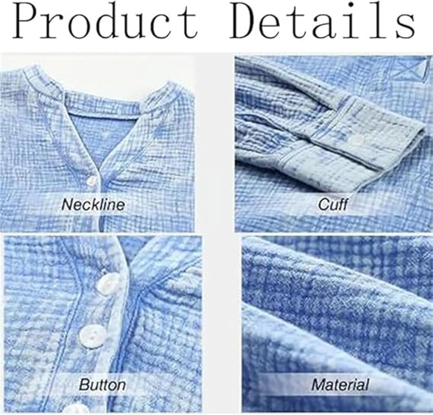 Simplifyleast Womens Casual Button V Neck Long Sleeve Shirts Oversized Solid Blouses Tops Lightweight Gauze Muslin Shirt