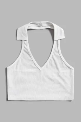 Solid Halter White Top