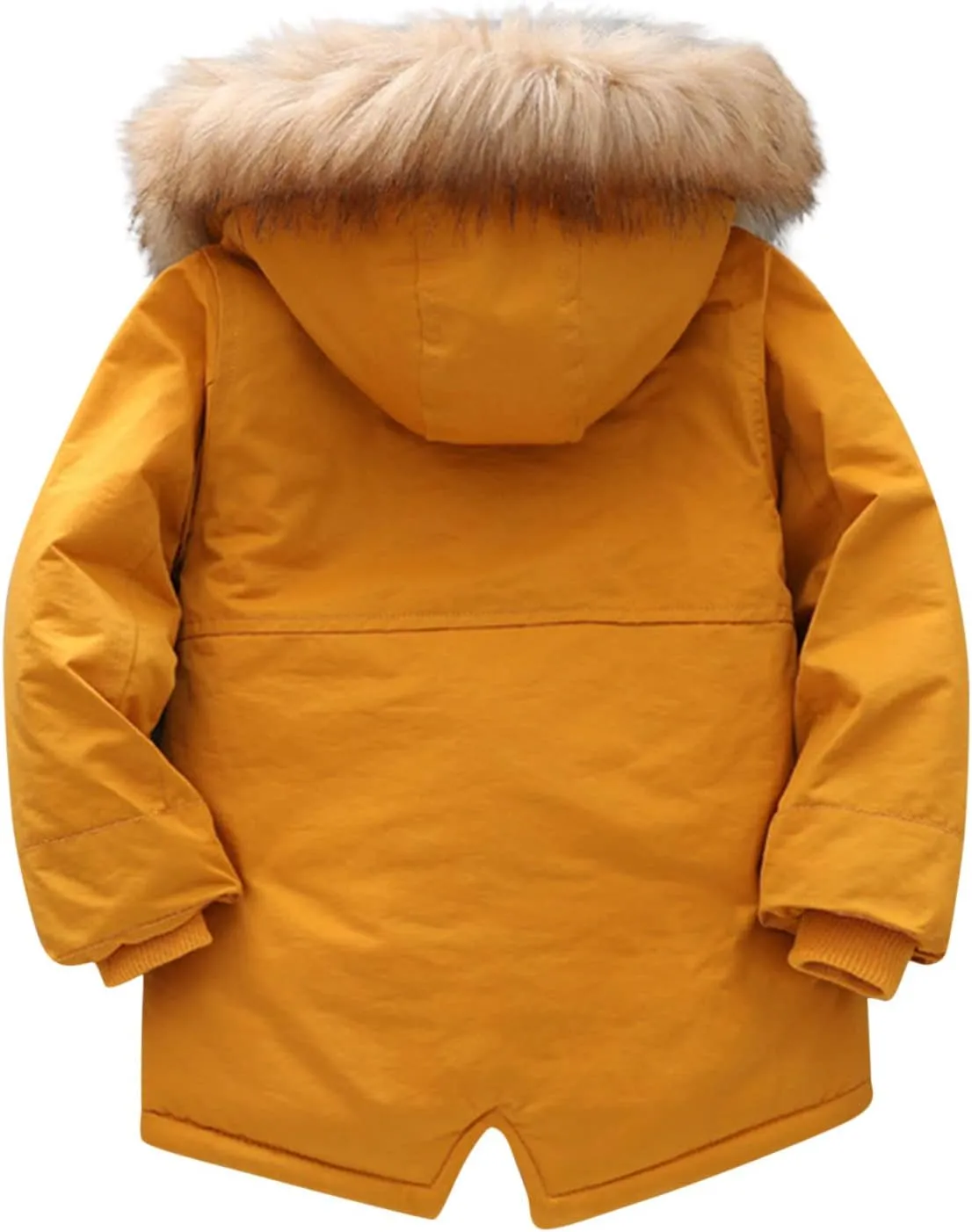 Toddler Girls Boys Padded Parka Thick Warm Jacket Faux Fur Hooded Fleece Coat for Kids Midweight Winter Jacket