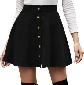Women Lady Solid Color High Waist Corduroy A Line Skirt Mini Skirt Tan Leather Skirts for Women Sexy