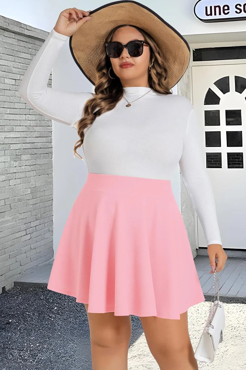 Womens Mini Skirts Plus Size Summer Pleated Short Casual Skater High Waisted Skirt