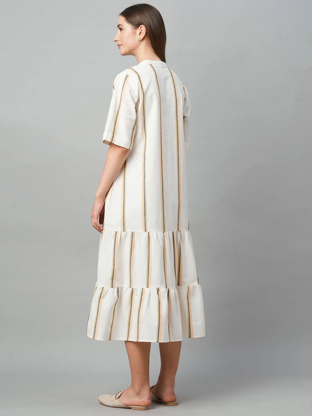 Women's Natural Cotton Linen Regular Fit Dress