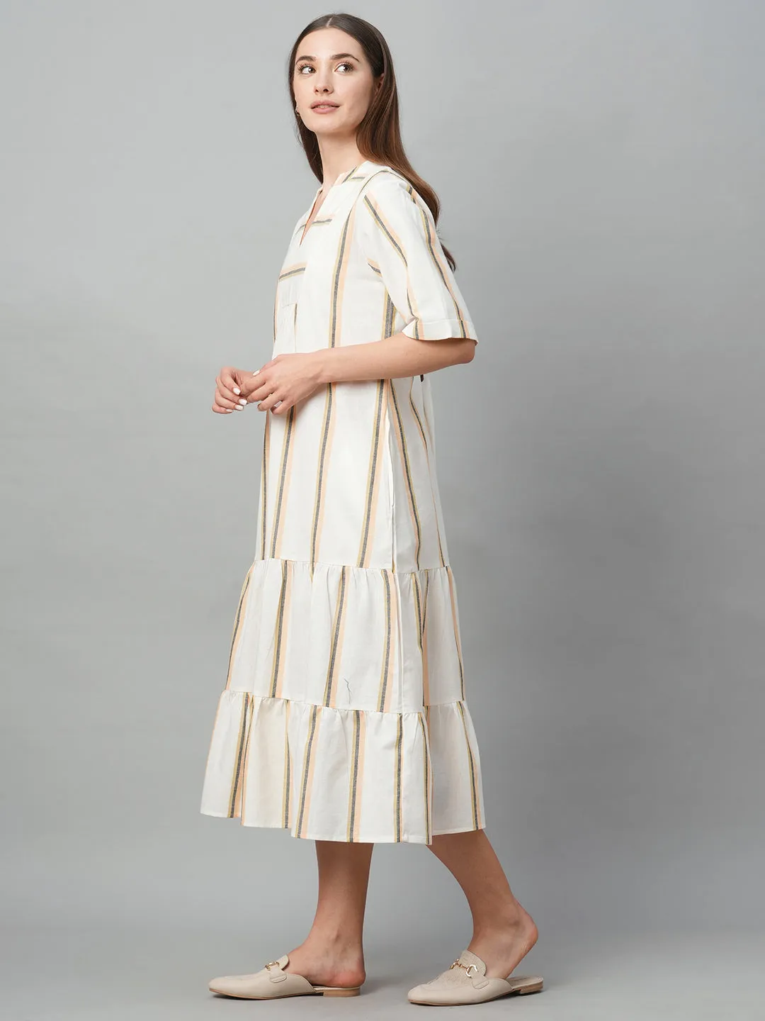 Women's Natural Cotton Linen Regular Fit Dress
