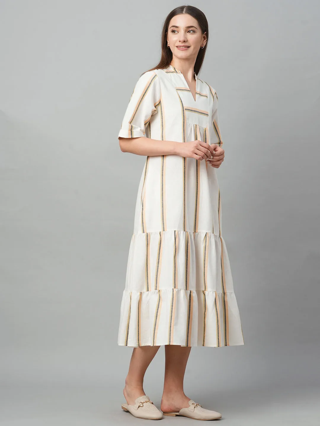 Women's Natural Cotton Linen Regular Fit Dress