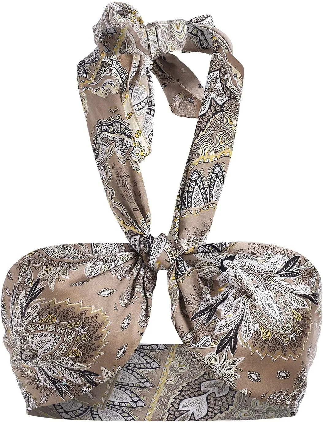 ZAFUL Women's Bohemian Bandana Criss Cross Sexy Boho Halter Wrap Crop Top